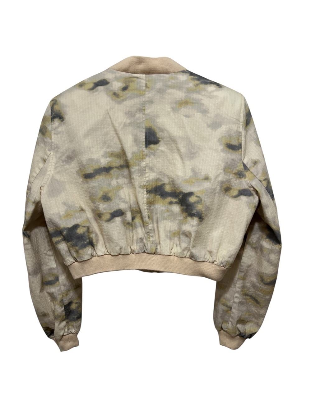 Zara Women’s Size M US Long Sleeve Round Neck Bomber Jacket Beige Casual - Picture 4 of 16